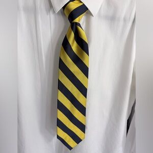 J. Crew Bold Yellow and Dark Blue Stripe Silk Tie